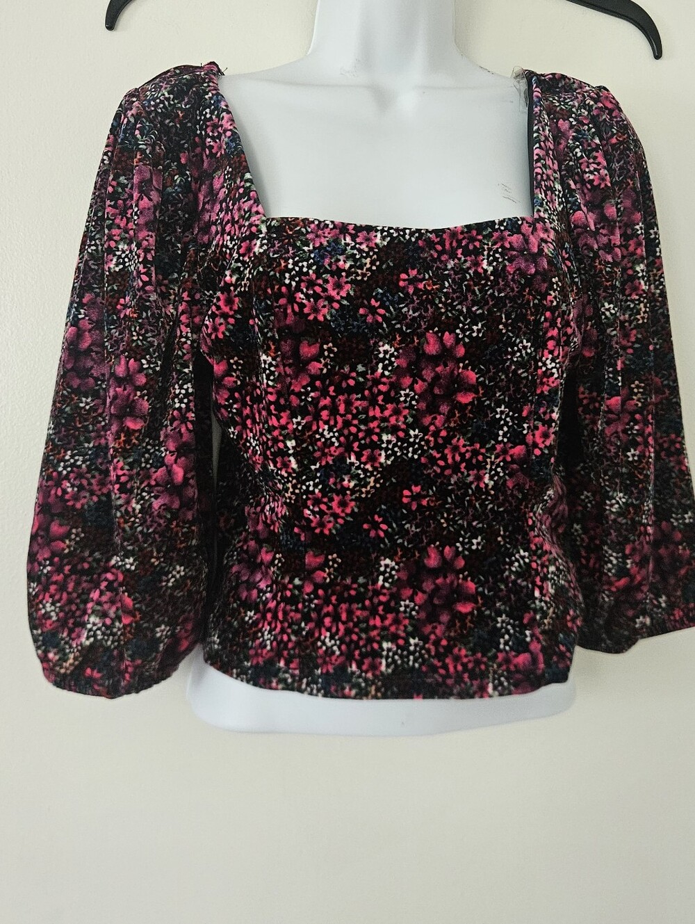 So Womens Top L Dark Cottage Velvet Milkmaid Renaissance Whimsigoth Crop Tie